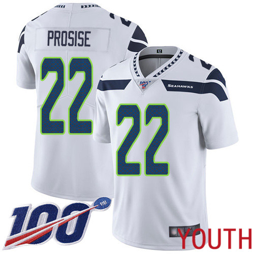 Seattle Seahawks Limited White Youth C. J. Prosise Road Jersey NFL Football #22 100th Season Vapor Untouchable